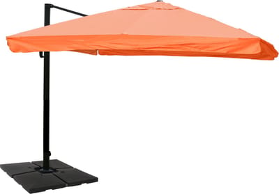 Zweefparasol MCW-A96, parasol, 3x4m (Ø5m) polyester/aluminium 26kg ~ klep, terracotta met voet