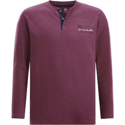 Jan Vanderstorm herren Shirt Met Lange Mouwen - 60/62 - donkerrood - Plus Size