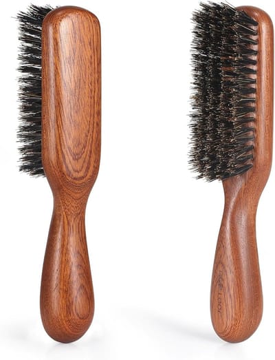 Bristelborstel voor Fijn en Dun Haar, Baardborstel voor Dagelijkse Baardverzorging, Houten Handvat van Sapelli voor Mannen