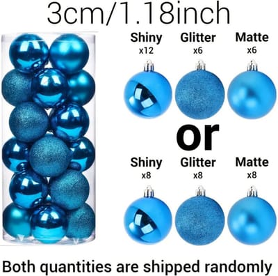Livano Kerstballen - Kerstversiering - Plastic - Blauw Meer - 3 cm - 24 stuks