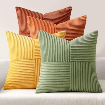 Set van 4 Zachte Corduroy Kussenslopen met Onzichtbare Ritssluiting - Perfect voor Living en Slaapkamer
