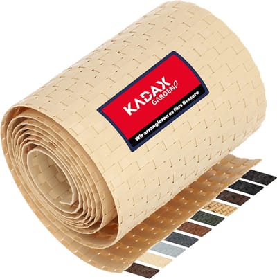 KADAX Tuinhekband van Technorattan, 19 x 255 cm, 10 kleuren, privacyfolie, rol, windscherm voor balkon, terras, weerbestendige hekmat, tuinhek (beige)