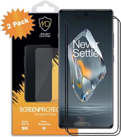 2-Pack MobyDefend Screenprotectors - Geschikt voor OnePlus 12R - Screensaver Met Zwarte Randen - Gehard Glas