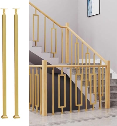 Metalen leuningpalen - Trapsteunen set - Veiligheid trappen - Roestbestendige coating - Set van 2 85cm - Zwart