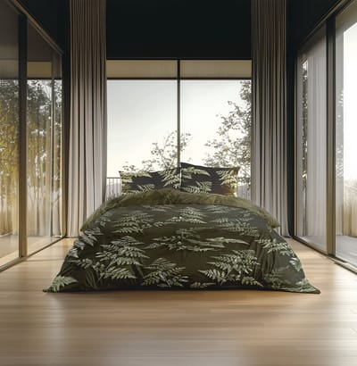 Heckettlane Dekbedovertrek Rua - Forest Green - Dekbedovertrek van 100% Katoen-Satijn - Dekbedovertrek 240x200-220 cm - Lits-Jumeaux - Puketi