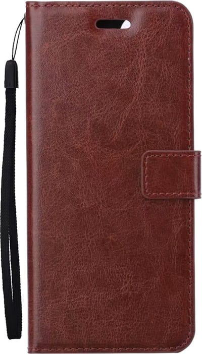 Hoes - Met Pasjeshouder - Geschikt voor OPPO A16s - Luxe Bookcase Portemonee - Flip Case - Kunstleer Book Case - Flipcase - Book Cover - Walletcase - PortemonneeHoes - Bruin