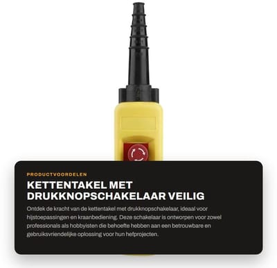 Dailygoods - Kettentakel met Drukknopschakelaar - Veilig Hijsmechanisme - Duurzaam ABS-Kunststof - Geel - Eenvoudige Bedienbaarheid - Geschikt voor Hi...
