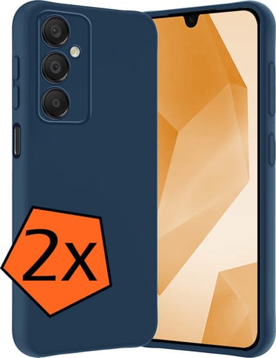 Hoes - 2 Stuks - Geschikt voor Samsung Galaxy A16 - Sterk & Shockproof - Case Siliconen - Back Cover - Telefoon Hoes - Donkerblauw