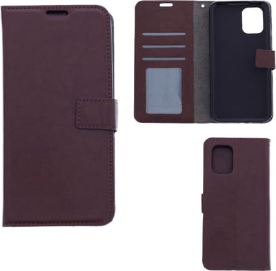 LuxeBass Hoesje geschikt voor Xiaomi Mi 10 Lite - Boekhoesje met kaartvakken - Bruin gsm hoesje - telefoonhoes - telefoonhoesjes