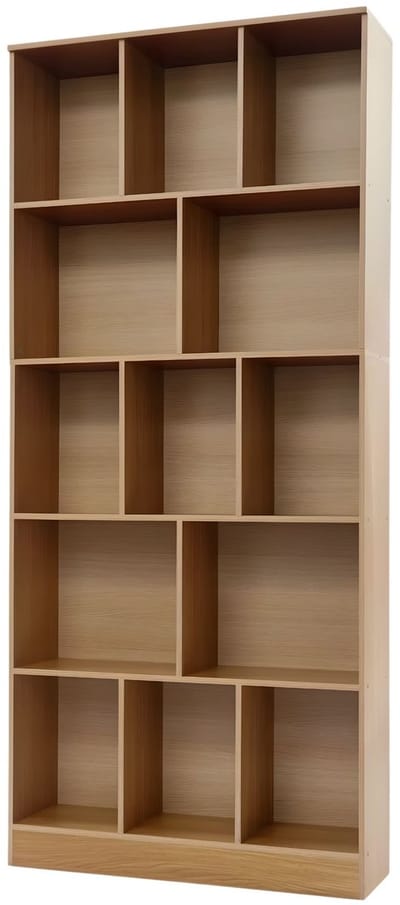 Boekenplank – Voor woonkamer, slaapkamer en thuiskantoor – 5-laags open boekenkast, 80×24×180 cm – Eik, Wit, Zwart