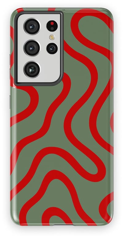 DripCase Curvy Lines Hoesje Samsung Galaxy S21 Ultra | Backcover met Mag | Design Tough Case Samsung Galaxy S21 Ultra Crimson Terrain