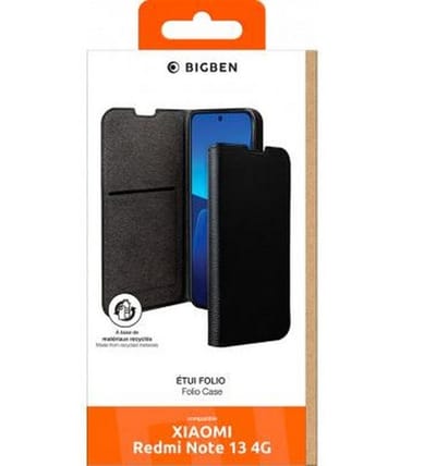 Bigben Connected, Hoesje geschikt voor Redmi Note 13 4G - Folio Wallet met Kaarthouder & Standaard, Zwart