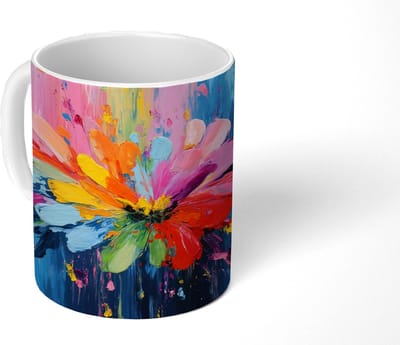 Mok - Koffiemok - Kleuruitbarsting - Expressieve sfeer - Bloem - Mokken - 350 ML - Beker - Koffiemokken - Theemok