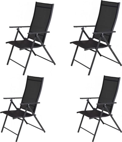 Pro Garden Pro Garden Vouwstoel/ Klapstoel/ Tuinstoel/ Campingstoel - 4 STUKS -59 X 108 cm - Metaal/polyester - Antraciet
