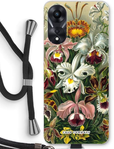 Case Company® - Hoesje met koord geschikt voor Oppo A78 5G hoesje met Koord - Haeckel Orchidae - Telefoonhoesje met Zwart Koord - Bescherming aan alle Kanten en Over de Schermrand