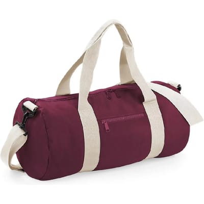 BagBase Original Barrel Bag BG140 - BURGUNDY/OFF WHITE - 50 x 25 x 25 cm
