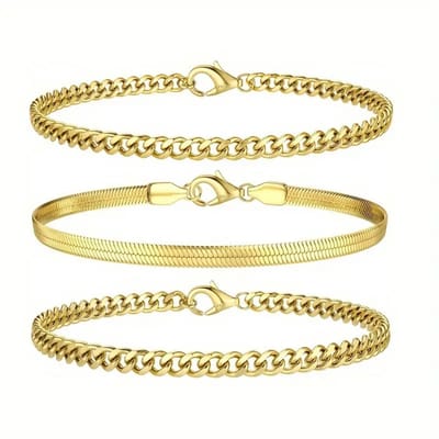 Livano Armband - Staal - Nep Zilver - Dames - 3 St - Nep Goud