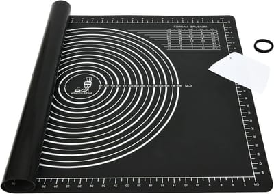 Extra grote silicone bakmat met deegsnijder, antiaanbak, niet-slip, ideaal voor koekjes, fondant, brood en pizza, BPA-vrij (71 x 51 cm)