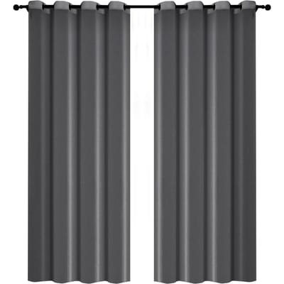 Rideaux de couleur unie Festnight 145 x 140 cm en fibre de polyester avec œillets filtrant la lumière et style décontracté 145x140cm gris foncé