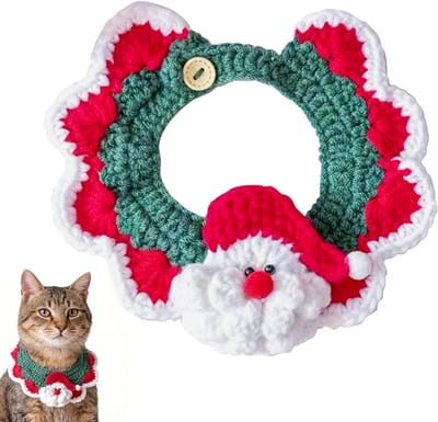 Dierenkostuum met Verstelbaar Santa Ontwerp en Kerstscarf voor Honden en Katten - Warme Textielaccessoires voor Kleine Huisdieren