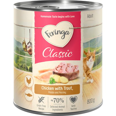 12x800g Menu Duo-Soorten Forel & Kip Feringa Kattenvoer