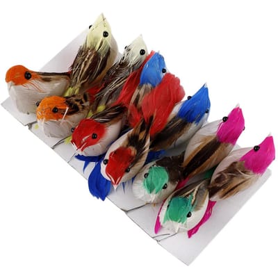 12 stuks simulatievogels kleurrijke kunstmatige veren schuimvogels decoratieve nep vogels ornament feest black
