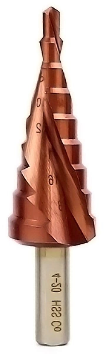 Professionele 4-20mm stapboor met spiraalgroef, HSS Co boor voor metaalbewerking en precisieboren met driehoekige handgreep