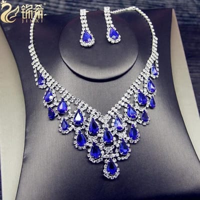 Blauw Waterdruppel Strass Ketting Voor Vrouwen Ingelegd Zirconium Hanger Mode Sieraden Accessoire gray