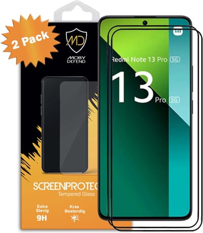 2-Pack MobyDefend Screenprotectors - Geschikt voor Xiaomi Redmi Note 13 Pro 5G - Screensavers Met Zwarte Randen - Gehard Glas