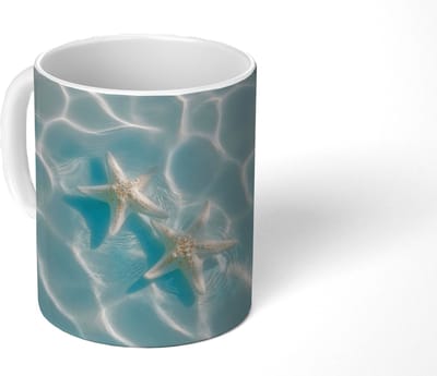 Mok - Koffiemok - Zeesterren - Golvend water - Rustgevend - Mokken - 350 ML - Beker - Koffiemokken - Theemok