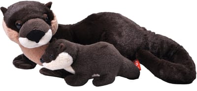 Wild Republic Pluche Otter - met jong - 36 cm - dieren familie - rivier otter knuffel