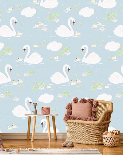 INGK - Kate & Andy - Behang - Swans Blue