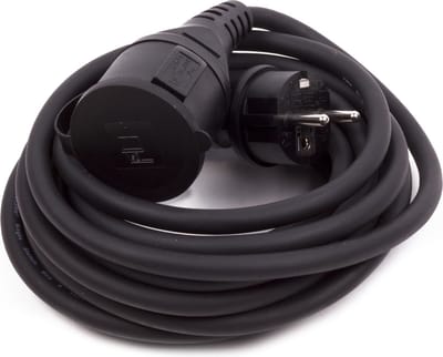 Benson Verlengsnoer rubber - 5 meter - spatwaterdicht - 3500 watt - buitengebruik