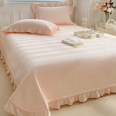 Spreien voor Bed Gewatteerd Bedlinnen Jacquard Bedsprei Huisdeken Ruches Hoeslaken (Geen kussensloop) 150x230cm 1pc beige
