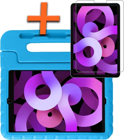 Hoesje - Geschikt voor Apple iPad Air 6 (2024) - 11 inch - 6e Generatie - M2 - Met Screenprotector - Kinderhoes Shockproof Bumper - Kidsproof Case - Tablet Hoes - Kinder Hoes Cover - Blauw