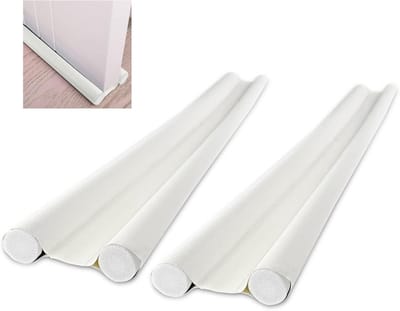 Dubbele Tochtstrips voor Deuren - Windstopper 96 cm - Op Maat Te Snijden - Tegen Tocht, Kou, Geluid en Insecten - Wit