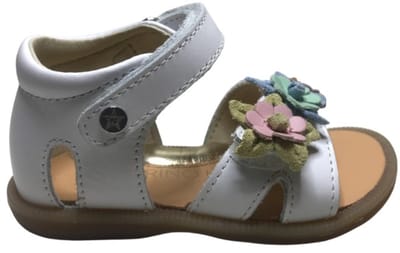 Naturino - Flari - mt 20 - velcro kleurrijke bloempjes lederen sandalen - Wit
