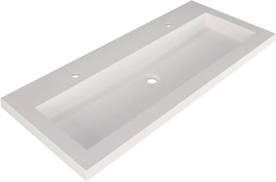 Saqu Straight Wastafel 2 kraangaten 120,5x51,5x4 cm Mat Wit