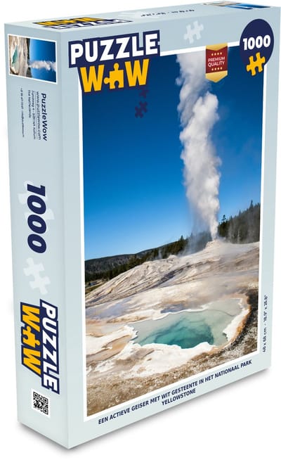 Puzzel Een actieve geiser met wit gesteente in het Nationaal park Yellowstone - Legpuzzel - Puzzel 1000 stukjes volwassenen