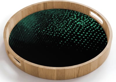 Dienblad rond 40x40 cm - Schootdienblad hout - Gaming - Stippen - Groen - Vervagen - Borrelplank rechthoek - Plateau houten dienbladen