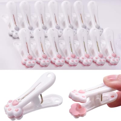 24 stuks kattenklauw wasknijpers - hoogwaardig kunststof, 6,8 cm, roze en bruin