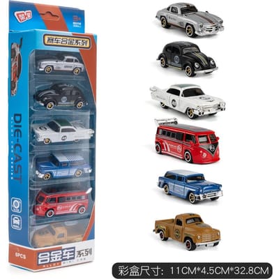 1:64 Racing Stijl Mini Diecast Auto Set 6 Stuks Die-Cast Metaal Jongens Speelgoed Schuifmodel