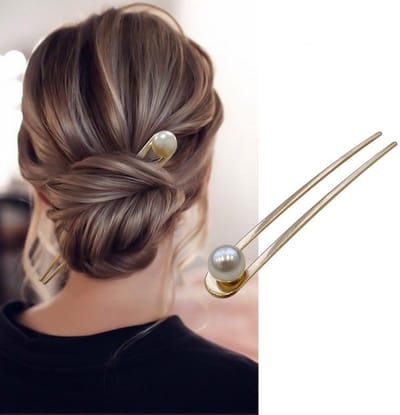 Goudkleurig Hairpin parel - Groot XL 12 cm- Youhomy hairfashion Haarpin- opsteekkapsel Haarstick-Haarspeld-haarstyling-Haarmode| Casual - Gala feest- Bruiloft