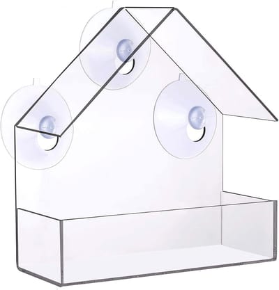 YOR® Raamvoederhuisje - Raamvoederhuisje Voor Vogels – Raamvoederbakje Met Zuignappen – Vogelvoederhuisje – Vogelhuisje Transparant – Vogelhuisjes -Transparant- 15cm x 5cm x 16cm; 200 g