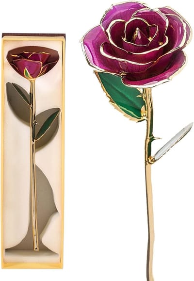 Eternal Rose van 24K Goud, Gepreserveerde Roos met Stand voor Verjaardag en Persoonlijke Jubileum Cadeaus voor Vrouwen, Altijd een Symbool van Ware Liefde