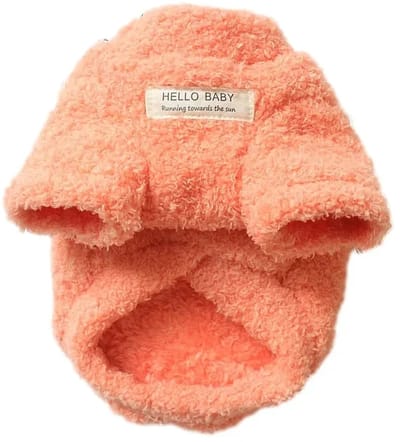 OLOEY Effen kattentrui- dubbellaagse fleece hondentrui- zachte en warme puppyjas met riemring (oranje- XXL)