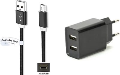 OneOne 2.1A lader met 2 poorten + 1,0m sterke Mini USB kabel. Oplader adapter past op Texas Instruments grafische rekenmachine TI-83, TI-83 Plus, TI-84 +, TI-84 + C, TI-84 + CE, TI-84 + SE, TI-84x, TI-86, TI-89, TI-89 Titanium, TI-Nspire / CAS / CX