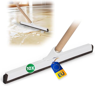 Novaliv 10x tegeltrekker douchevloer met houten steel kunststof 43cm I watertrekker voor vloer tuin badkamer terras auto I watertrekker vloer zwembad badkamertrekker XXL breed I watertrekker