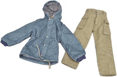Figuurjas en broek - Poppenkleding set - Actiefiguur aankleden - Realistisch ontwerp - 1/6 schaal - Blauw