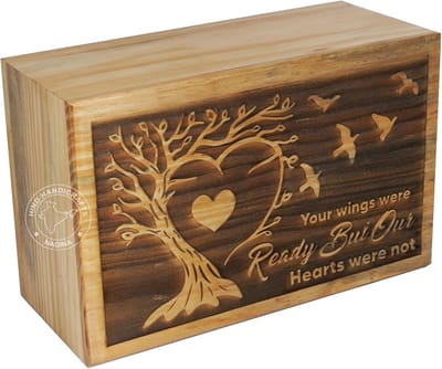 Houten Crematieurn voor Menselijke As - Handgesneden met Edge-Inlay - 250 kubieke inch